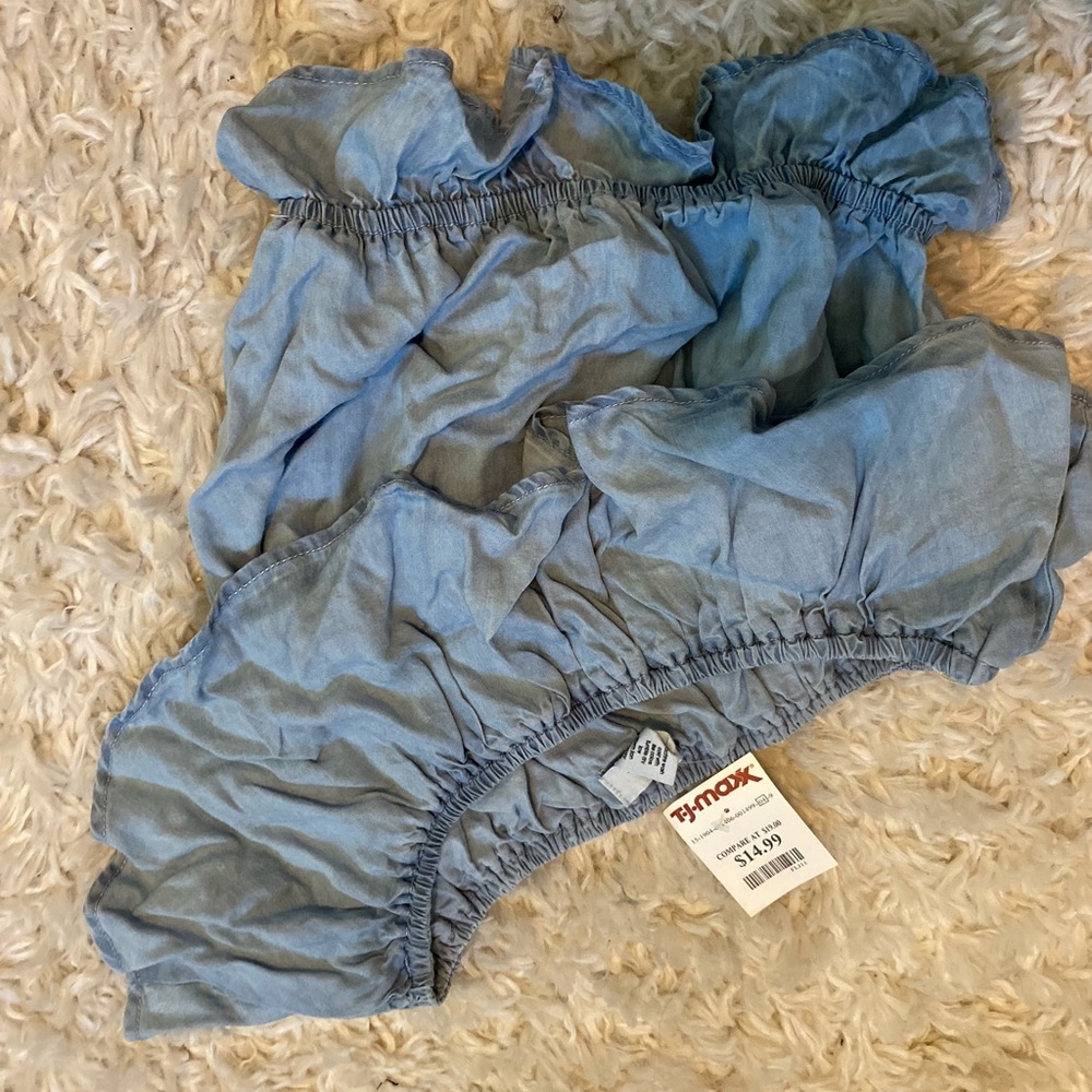 Off the Shoulder Blue ruffled Top